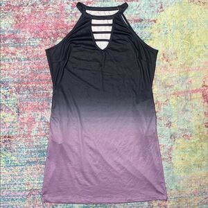 Women’s Ombre Halter Tank Top - Black to Purple